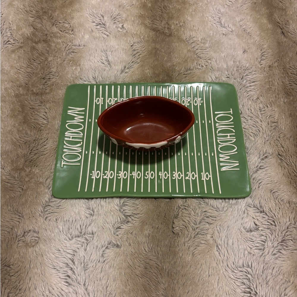 Rae Dunn Football chip and dip tray